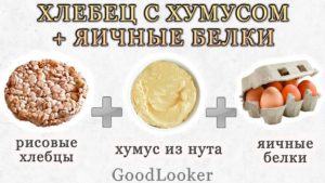 Бутерброд с хумусом и яичные белки