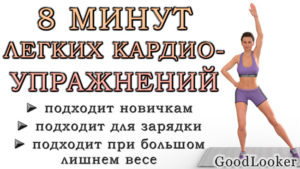 8 минут легкого кардио для новичков, для людей с большим весом